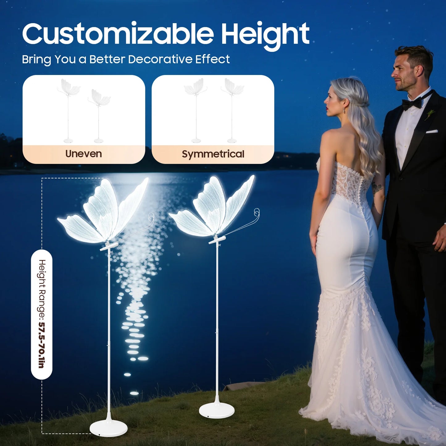 Butterfly LED Floor Lamp Set, Adjustable Height, 48W, 110V