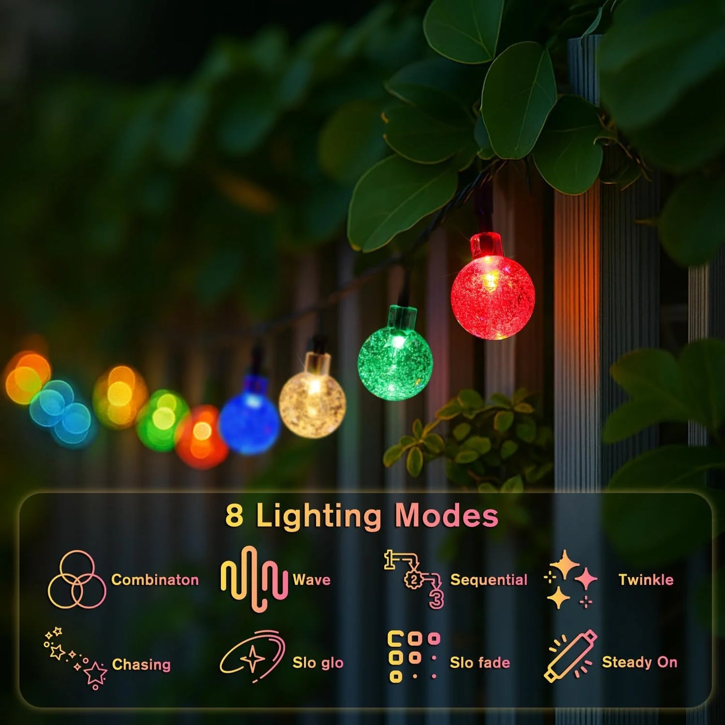 Bubble Ball Solar String Lights 100 LEDs Eight Modes