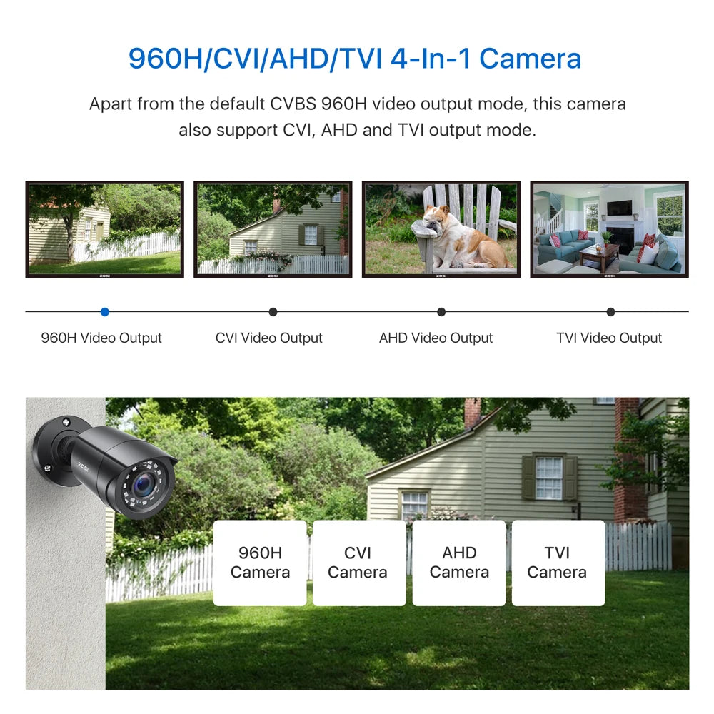 ZOSI 1080P 4 Pack HD TVI Security Cameras Outdoor Weatherproof