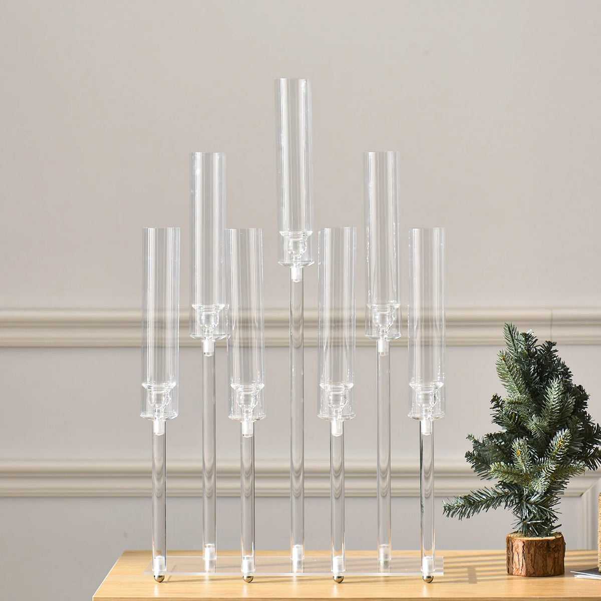 VINCIGANT 7 Arm Acrylic Candelabra For Wedding Party Decor