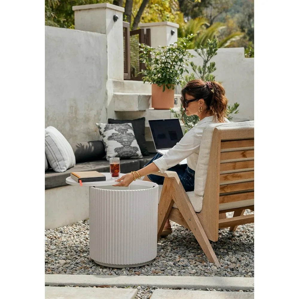 Outdoor Refrigerated Side Table 2 In 1 Keeps Drinks Cool