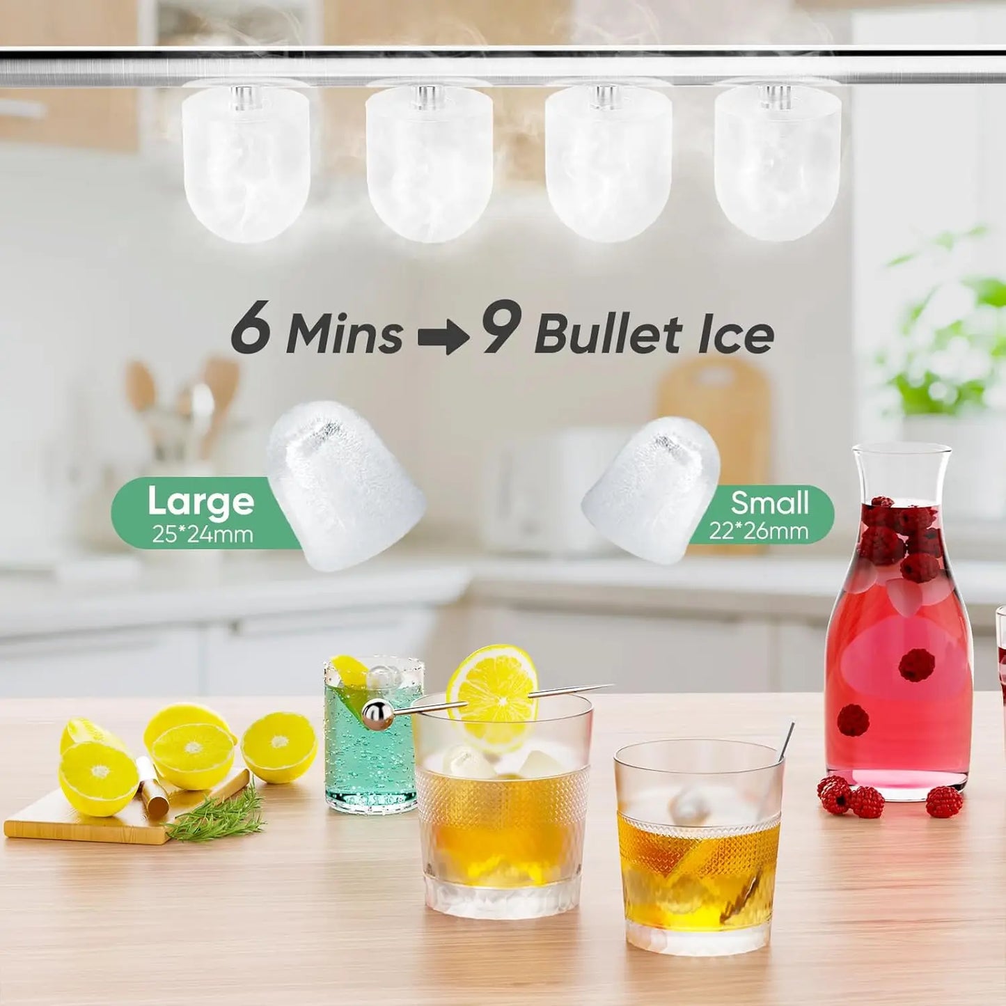 Portable Countertop Ice Maker For Home Kitchen RV Camping Self-Cleaning