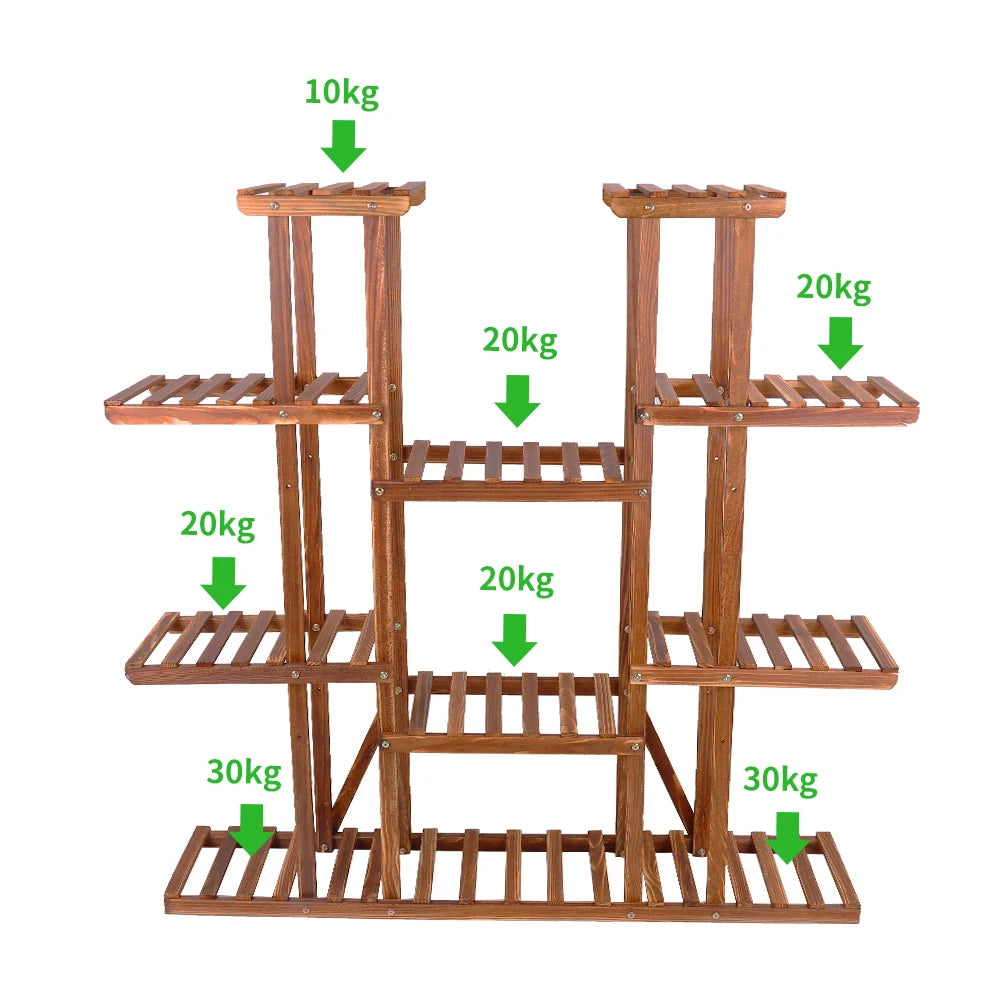 Wisfor Wooden Plant Shelf Flower Pot Stand Indoor Outdoor Multi-Tier