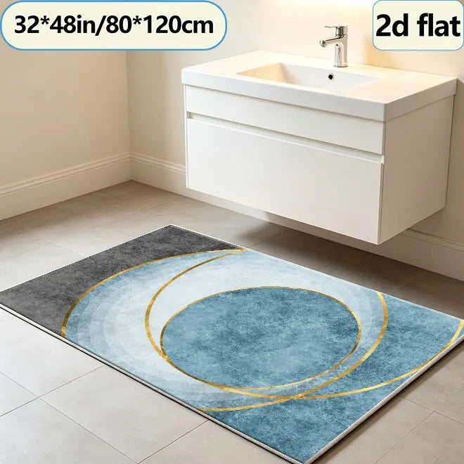 Abstract Gold Foil Pattern Area Rug For Modern Living Rooms