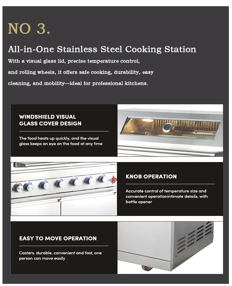 Stainless Steel Outdoor Kitchen BBQ Grill Cooktop Sink With Fridge