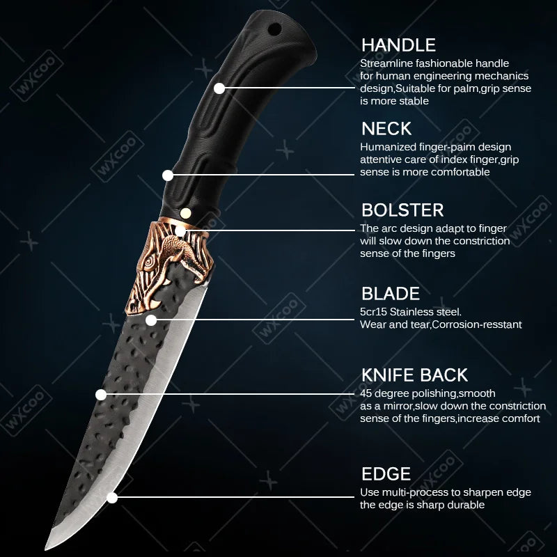 WXCOO Professional Kitchen Chef Knife Set Stainless Steel Cooking