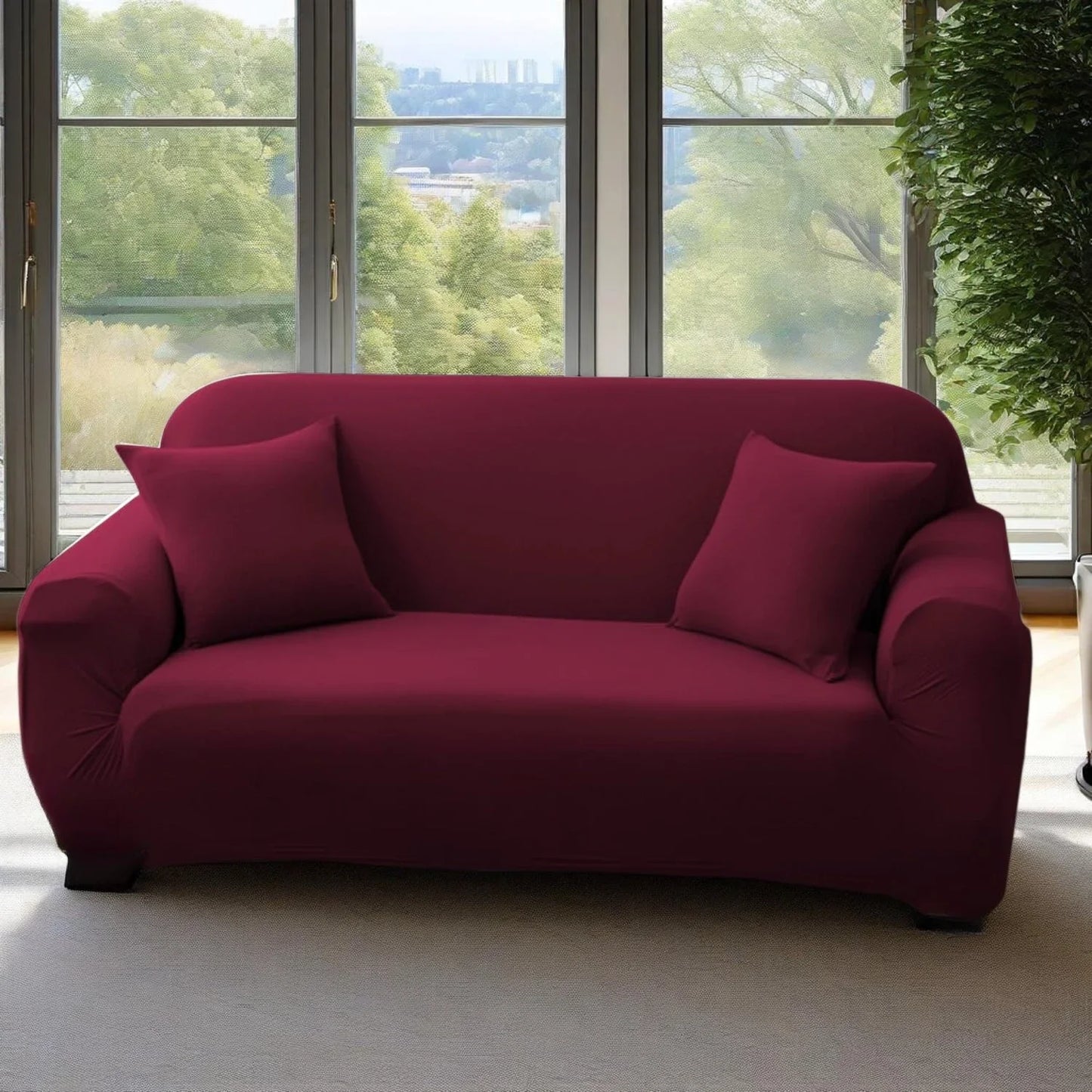 Soil Color Sofa Cover 1 2 3 4 Seater Slip Cover Sofa Couch Stretch Elastic Fabric Chair Loveseat Universal Furniture Protector