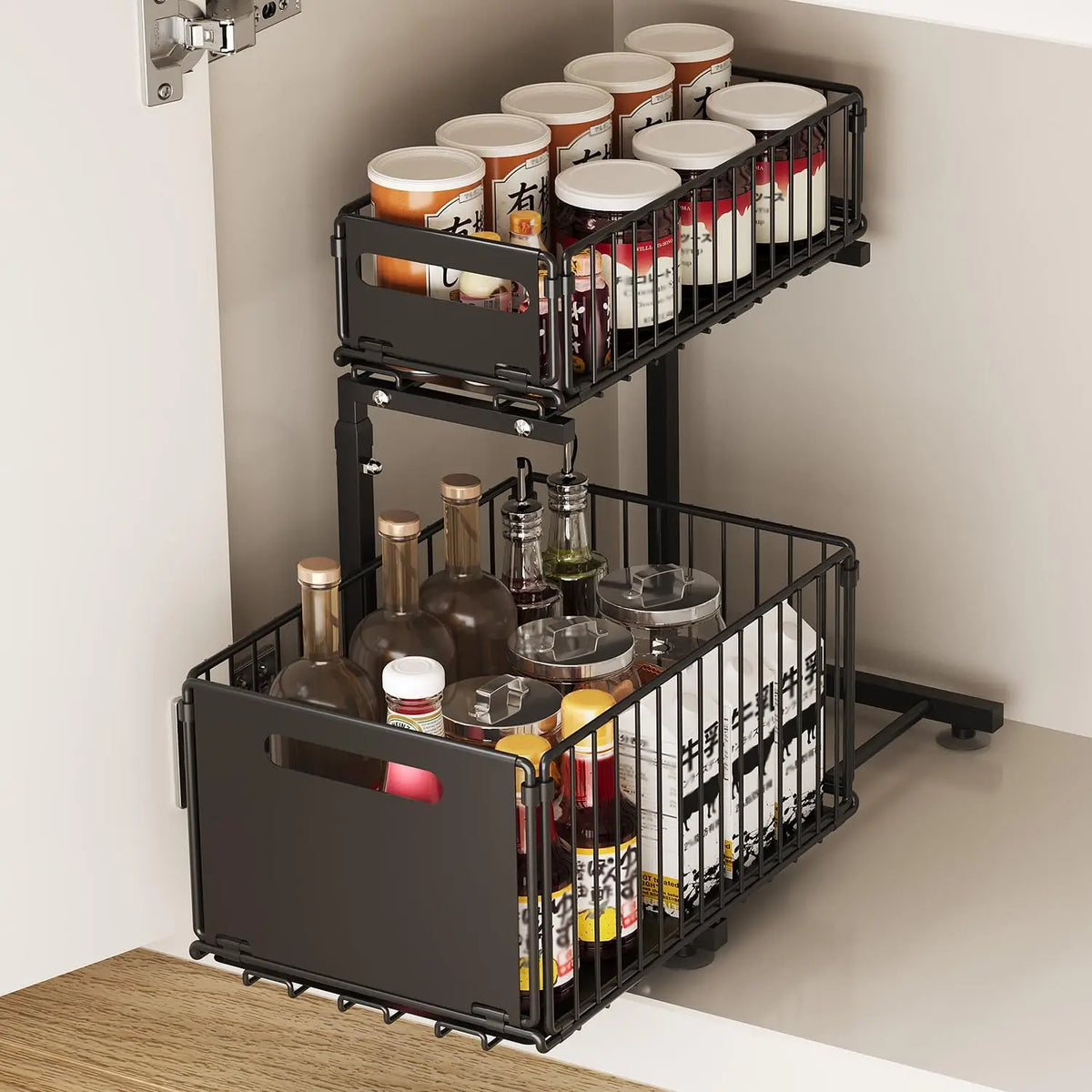 Garvee Two Tier Pull Out Under Sink Organizer Sliding Drawers