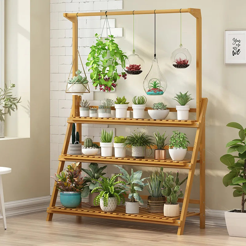 3-Tier Bamboo Plant Stand For Indoor And Outdoor Use