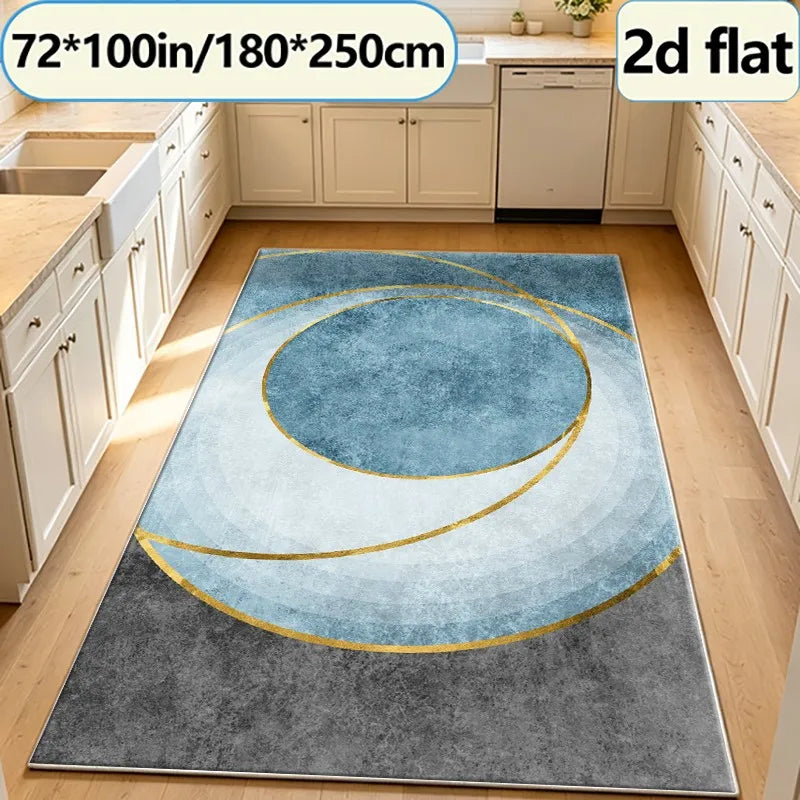 Abstract Gold Foil Pattern Area Rug For Modern Living Rooms