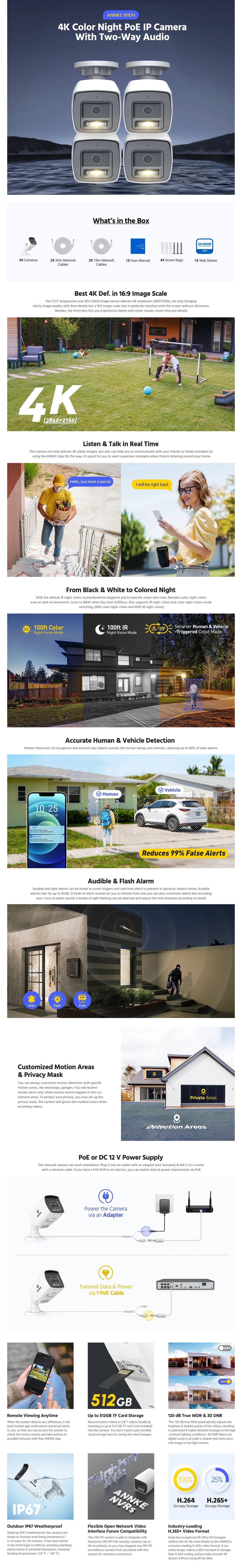 ANNKE Outdoor IP Security Camera With Motion Detection And Two Way Audio