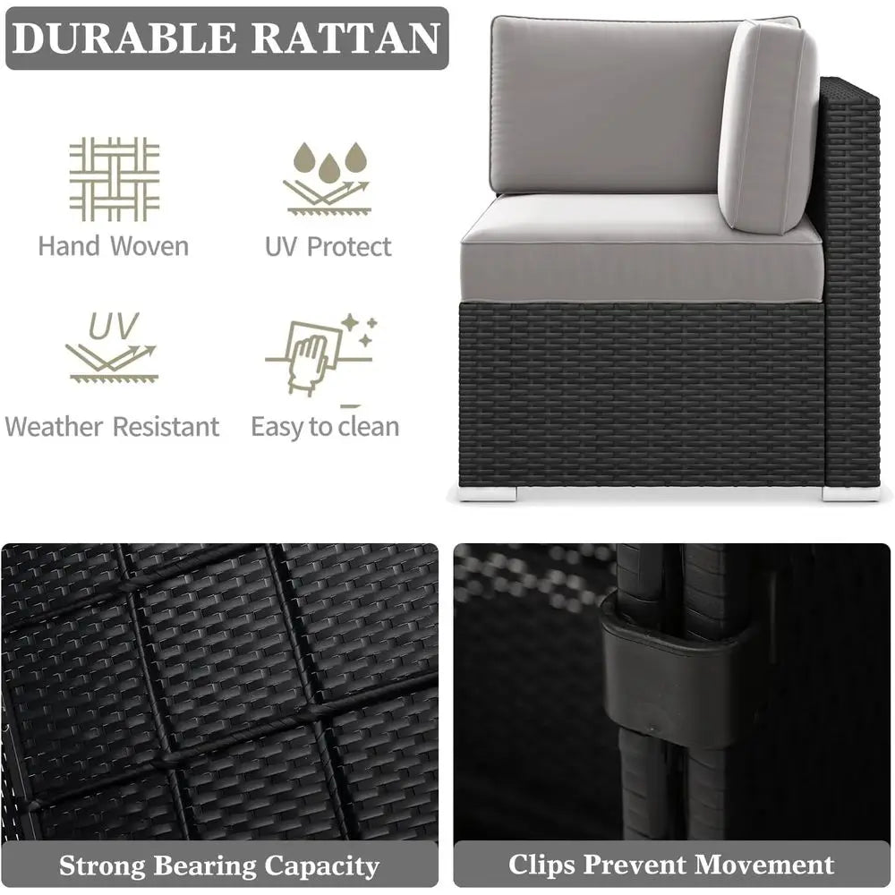 Outdoor Patio Furniture Set With Fire Pit Wicker Rattan Sofa