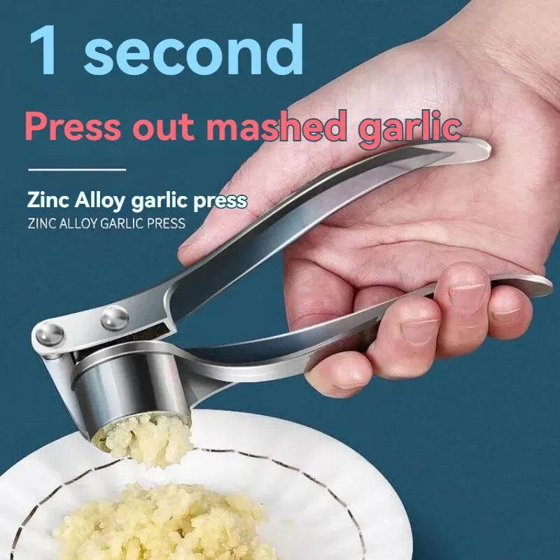 Multifunctional Garlic Press Pull Type Anti-Skid Thickened Handle Manual Chopper Crusher Zinc Alloy Stainless Steel Kitchen Clip