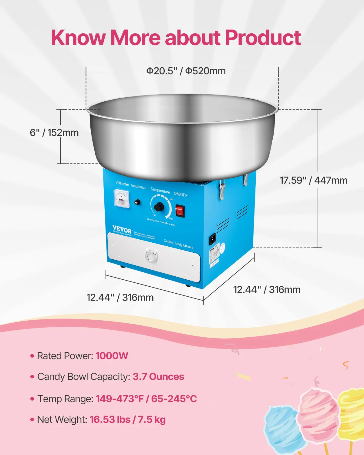 SucceBuy Electric Cotton Candy Machine 1000W
