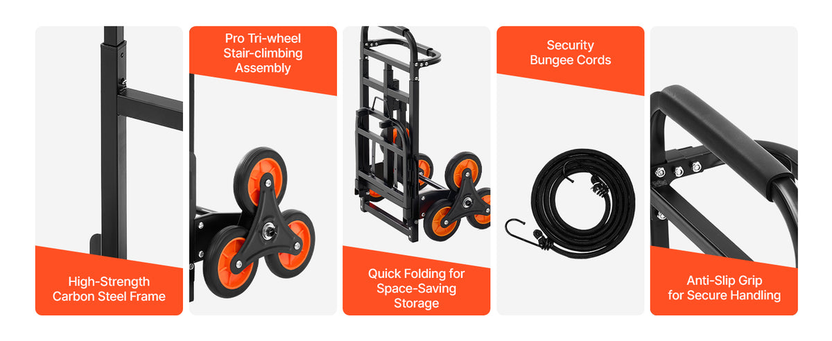SucceBuy Stair Climbing Folding Cart With Telescoping Handle