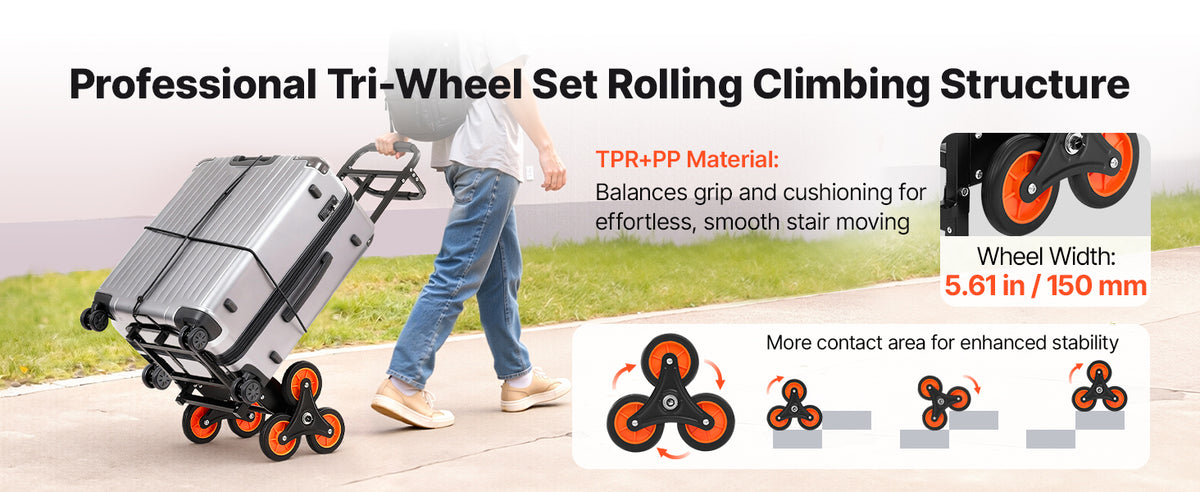 SucceBuy Stair Climbing Folding Cart With Telescoping Handle