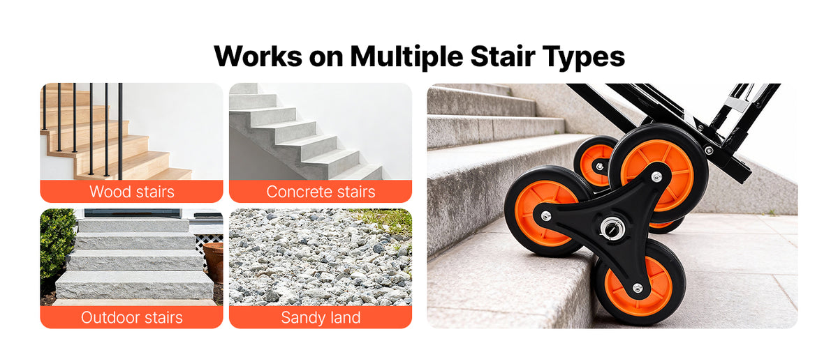 SucceBuy Stair Climbing Folding Cart With Telescoping Handle
