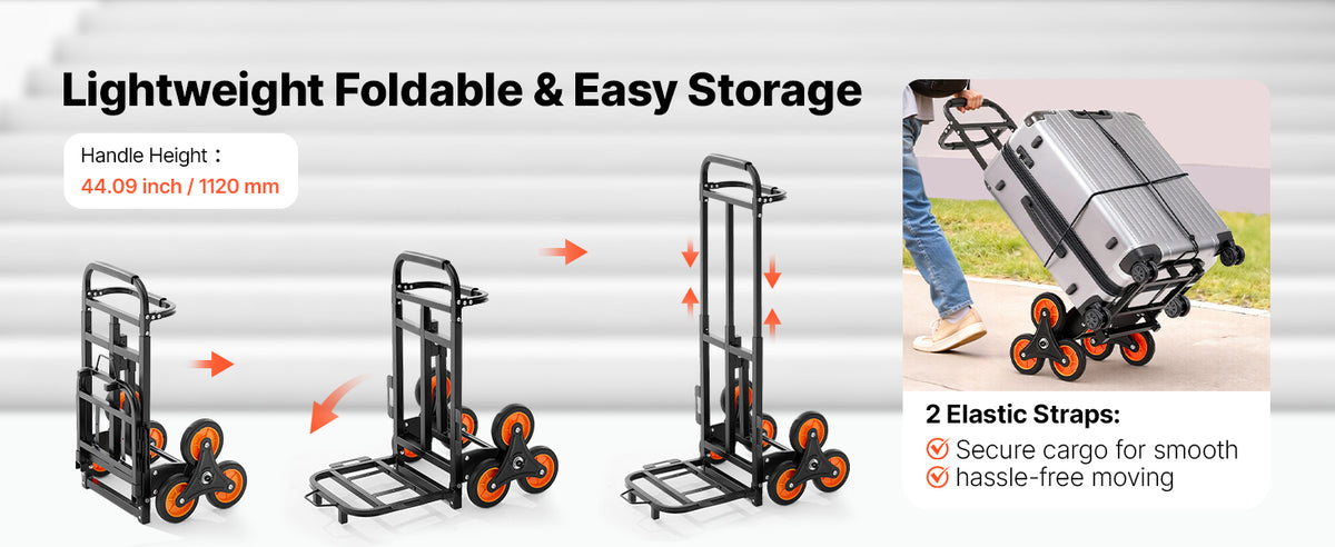 SucceBuy Stair Climbing Folding Cart With Telescoping Handle